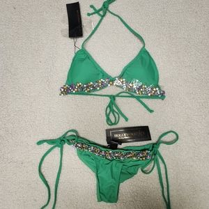 Green Bikini with Sequin Details